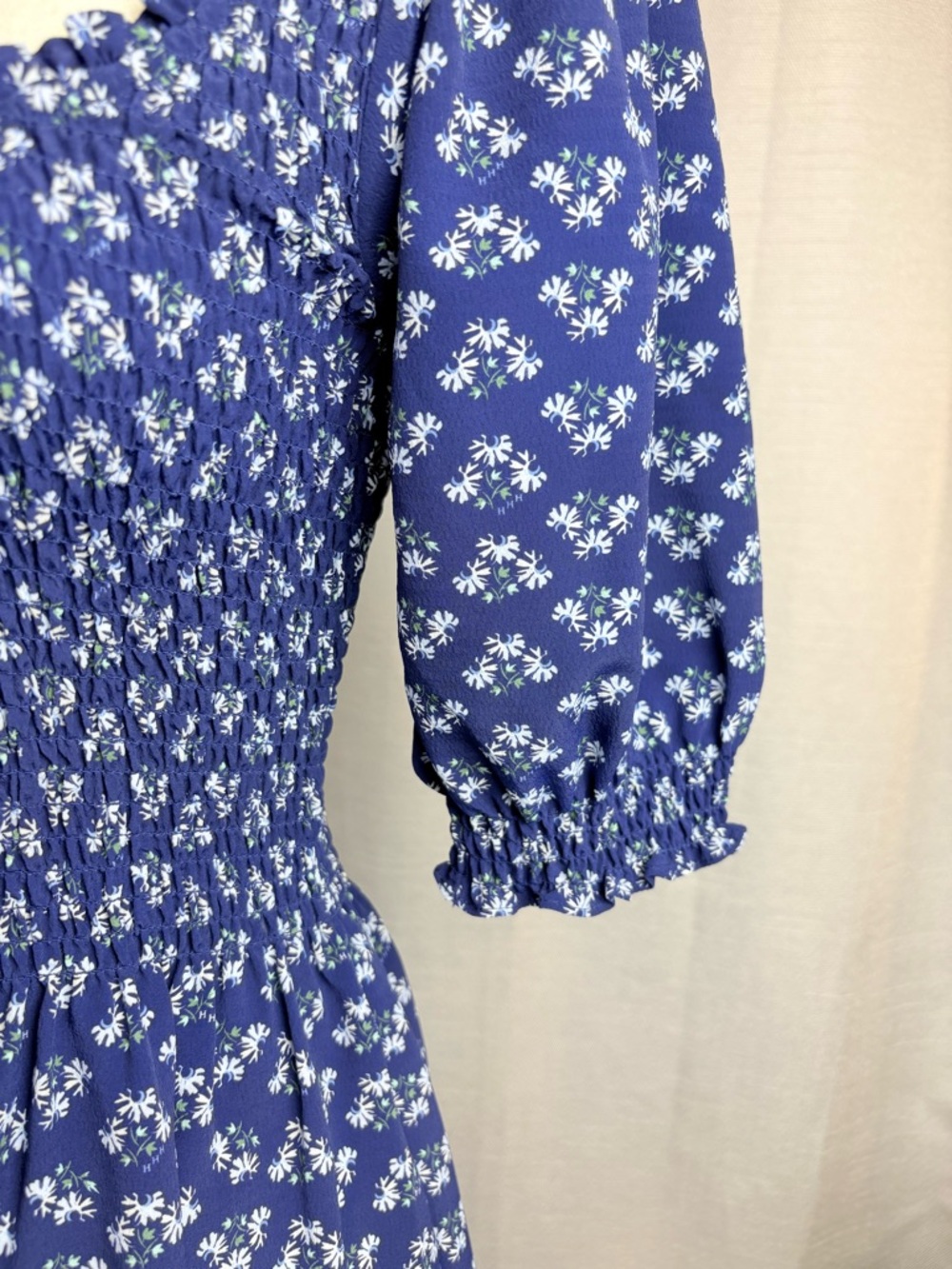 Hill House Nap Dress Blue Floral Smocked Midi Cottagecore XS - Picture 5 of 9